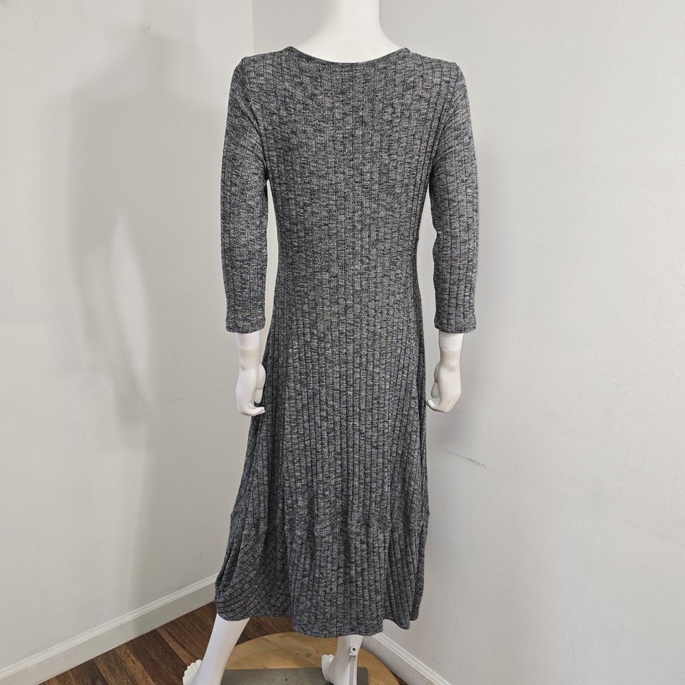 Comfy USA Lagenlook Dress Size M Ribbed Knit Tulip Balloon Hem Gray Layering - Picture 3 of 9
